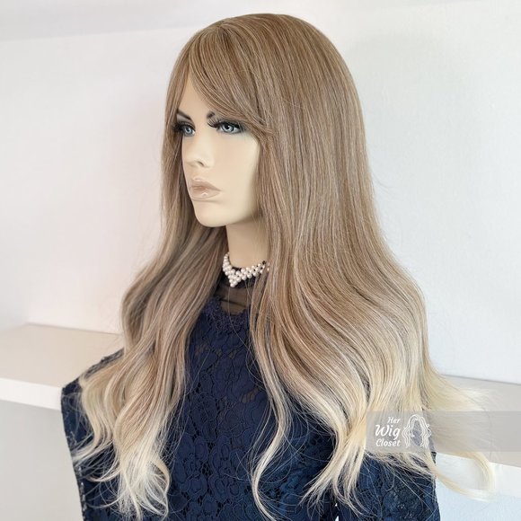 Ash Blonde Wavy Wig With Bangs | April - Picture 8 of 13